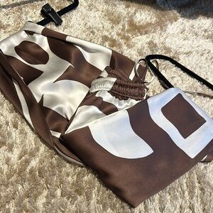 SIR the label Brown and White Satin Wide-Leg Pants